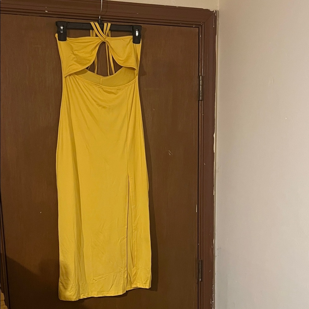 SHEIN Yellow Backless Dress